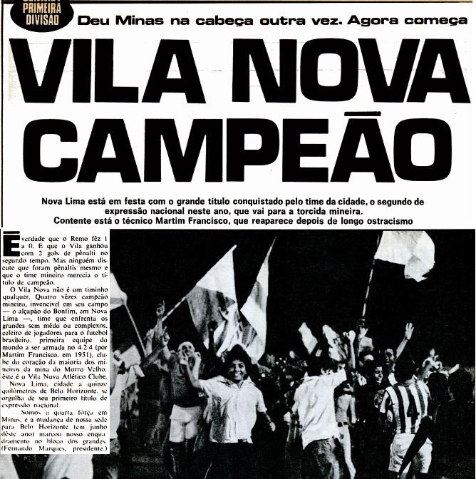 Villa Nova é Campeão Brasileiro da Série B