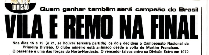 Revista Placar 1971: Manchete anuncia final da Série B entre Villa Nova e Remo