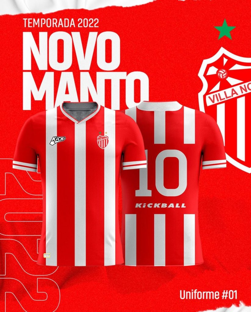 Modelo de camisa Casa do Villa Nova para a temporada 2022 Campeonato Mineiro